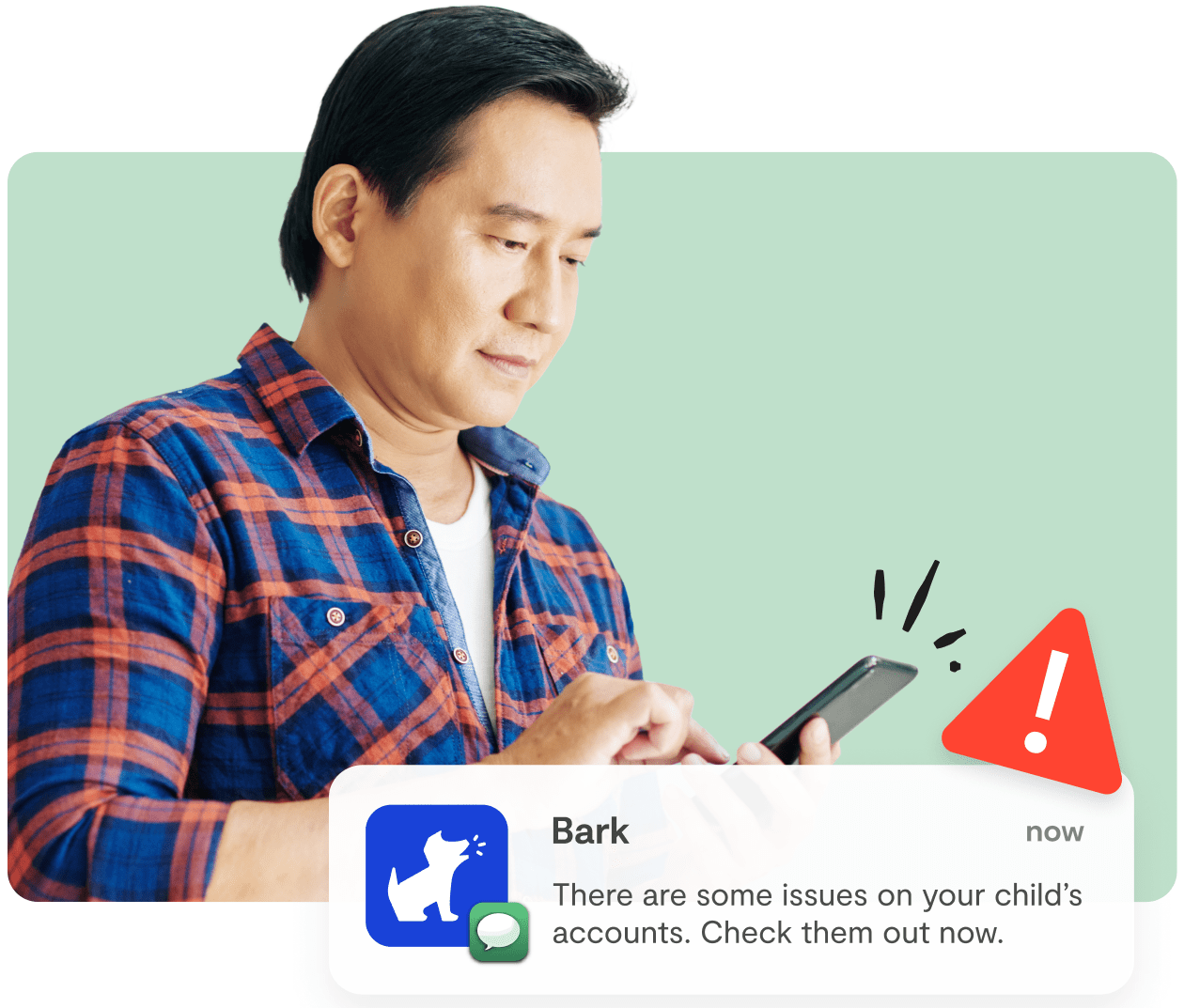 A man using bark parental control app